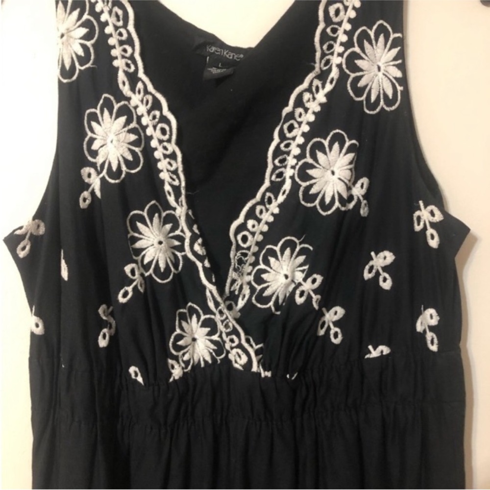 KAREN KANE Black And White FEMININE Sleeveless EYELET Dress Size Large - Picture 5 of 11